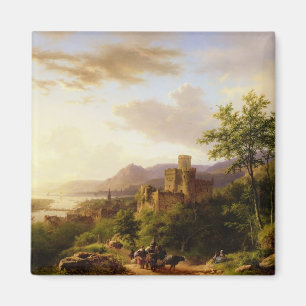Travellers on a Path in an extensive Rhineland Lan Magnet