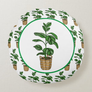 Traveller's Palm Hand drawn Plant Round Cushion