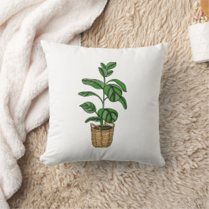 Traveller's Palm Hand drawn Plant  Throw Pillow