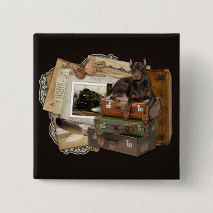 Travelling Doberman - Rocky 15 Cm Square Badge