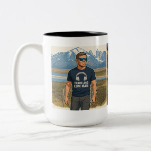 Travelling EDM man Two-Tone Coffee Mug