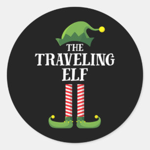 Travelling Elf Matching Family Group Christmas Par Classic Round Sticker