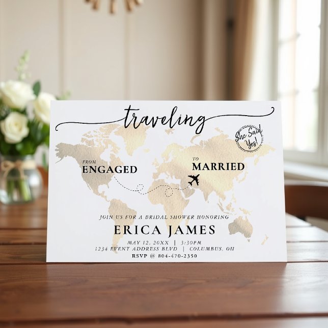 Travelling from Engaged to Married Bridal Shower Invitation (Creator Uploaded)