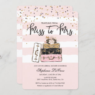 Travelling from Miss to Mrs Bridal Invitation