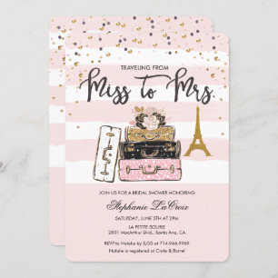 Travelling from Miss to Mrs Bridal Invitation