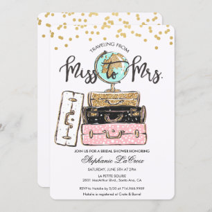 Travelling from Miss to Mrs Bridal Invitation
