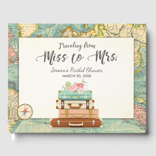 Travelling from Miss to Mrs Bridal shower Adventur Guest Book