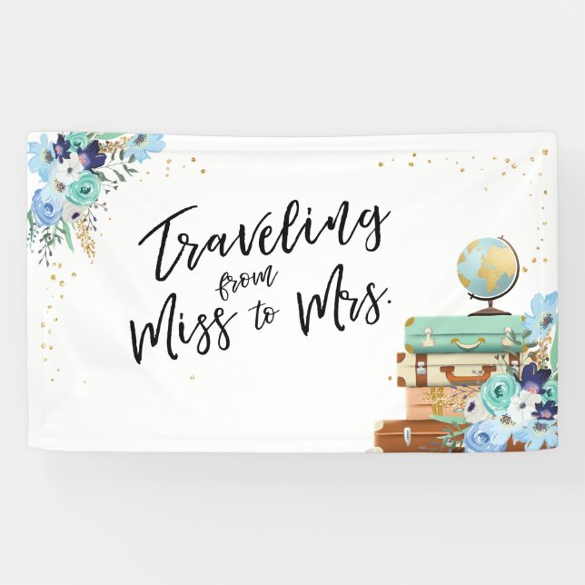 Travelling from Miss to Mrs Bridal shower banner (Horizontal)