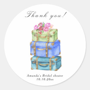 Travelling from Miss to Mrs Bridal Shower Classic Round Sticker