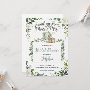 travelling from miss to mrs bridal shower invitation