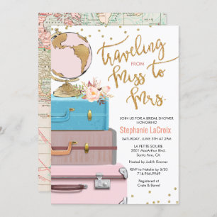 Travelling from Miss to Mrs Bridal Shower Invitation