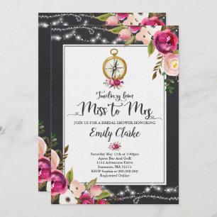 Travelling From Miss To Mrs Bridal Shower Invite