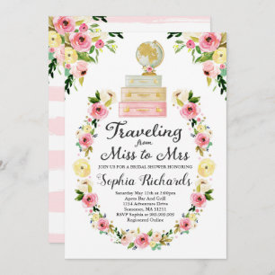 Travelling From Miss To Mrs Bridal Shower Invite