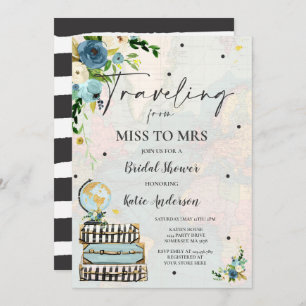 Travelling From Miss to Mrs Bridal Shower Map Brid Invitation