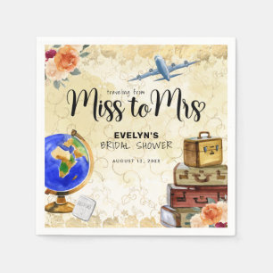 Travelling From Miss to Mrs Bridal Shower Napkin