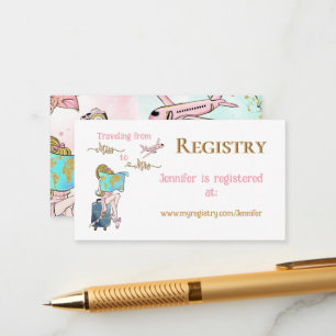 Travelling From Miss to Mrs Bridal Shower Registry Enclosure Card