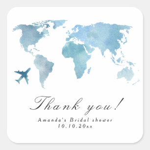 Travelling from Miss to Mrs Bridal Shower Square Sticker