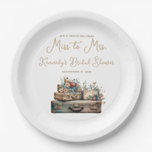 Travelling from Miss to Mrs. Bridal Shower Welcome Paper Plate