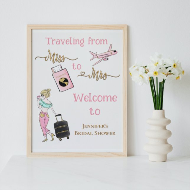 Travelling From Miss to Mrs Bridal Shower Welcome Poster (Creator Uploaded)