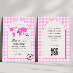 Travelling From Miss to Mrs Gingham Bridal Shower Invitation
