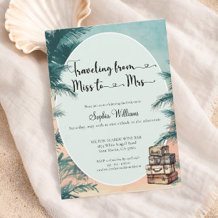 Travelling from Miss to Mrs tropical bridal shower Invitation