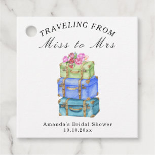 Travelling from Miss to Mrs Vintage Bridal Shower Favour Tags