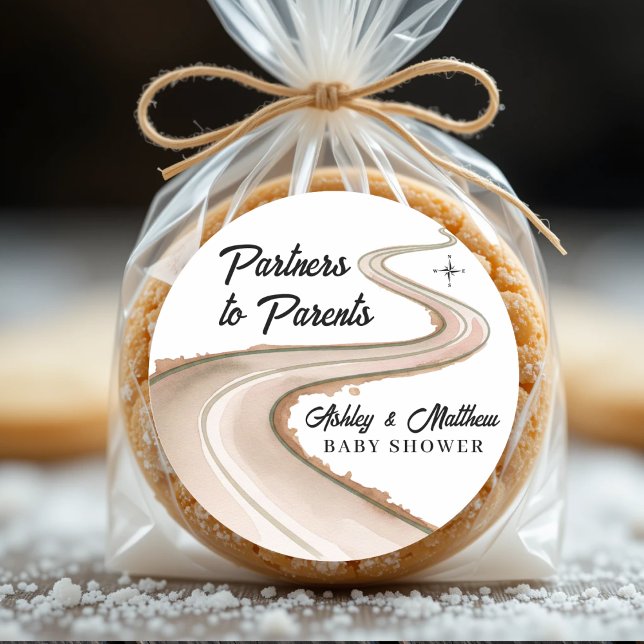 Travelling from Partners to Parents Baby Shower Classic Round Sticker (Traveling from Partners to Parents Baby Shower Classic Round Sticker
)