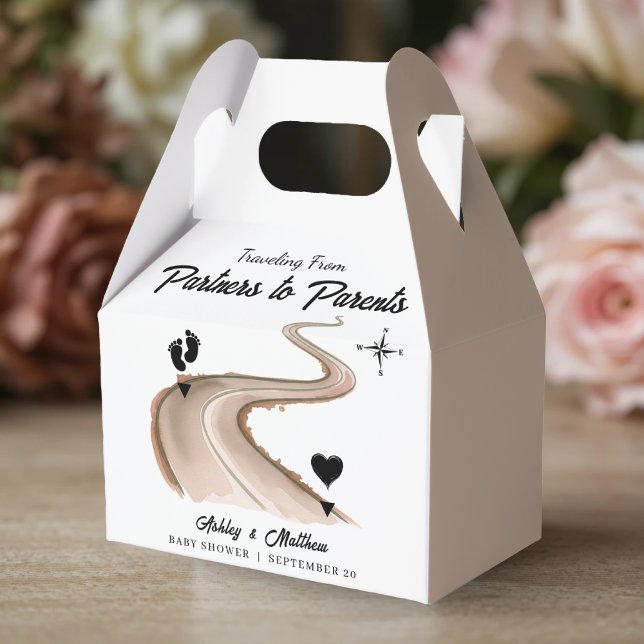 Travelling from Partners to Parents Baby Shower Favour Box (Traveling from Partners to Parents Baby Shower Favor Boxes
)