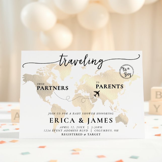 Travelling from Partners to Parents Map Baby Showe Invitation (Creator Uploaded)