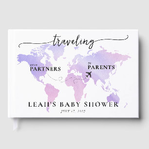 Travelling from Partners to Parents Pink Map Guest Book