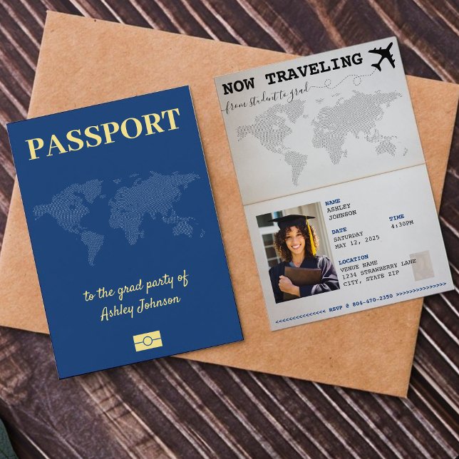 Travelling From Student to Grad Passport Graduatio Invitation (Traveling From Student to Grad Passport Graduation Invitation
)