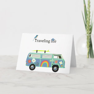 Travelling Life Retro Camper Van Happy Road Trip Card