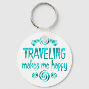 Travelling Makes Me Happy Key Ring