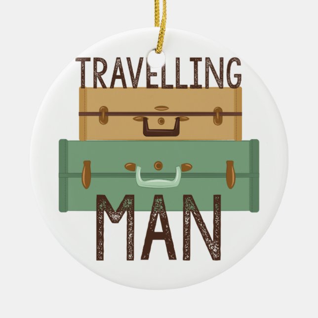 Travelling Man Ceramic Ornament (Front)