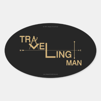 Travelling Man Oval Auto Sticker