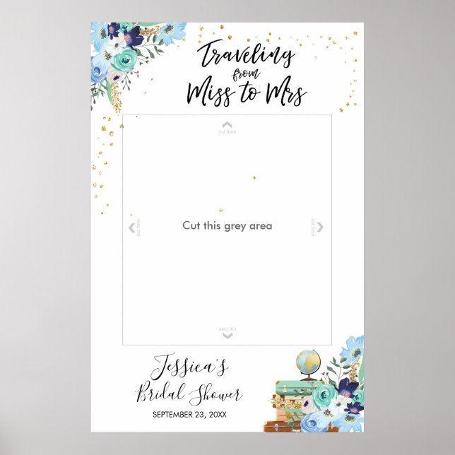 Travelling Miss to Mrs Photo Prop Booth Frame Poster (Front)