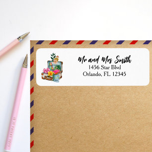 Travelling Mum Vintage Suitcase Passport Cute Return Address Label