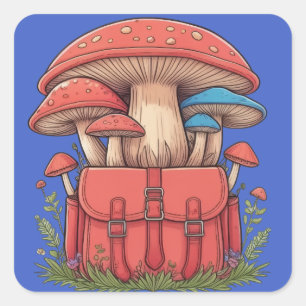 Travelling Mushrooms Square Sticker