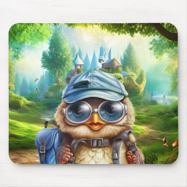 Travelling owl on an enchanted forest mouse pad (Front)