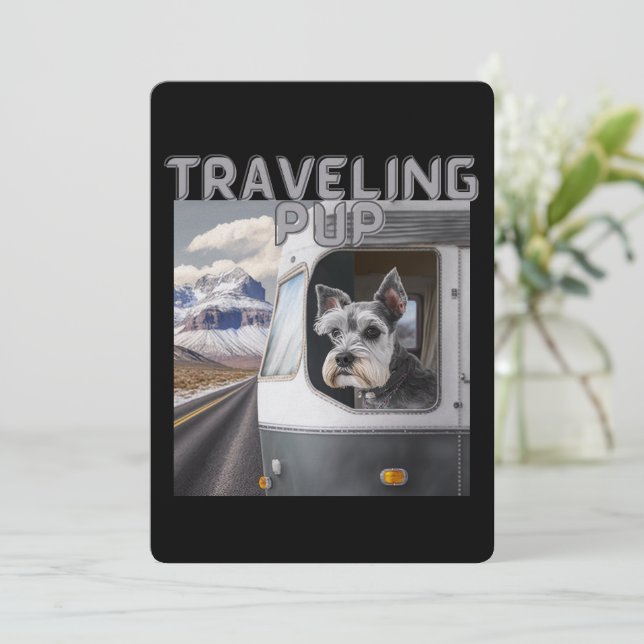 Travelling Pup PostCard Flat Holiday Card (Standing Front)