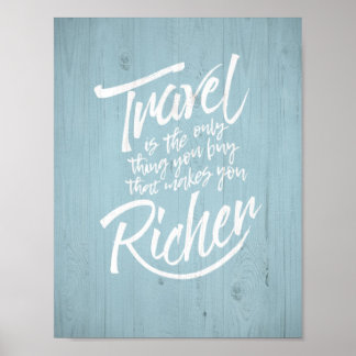 Travelling quote - rustic wood design poster