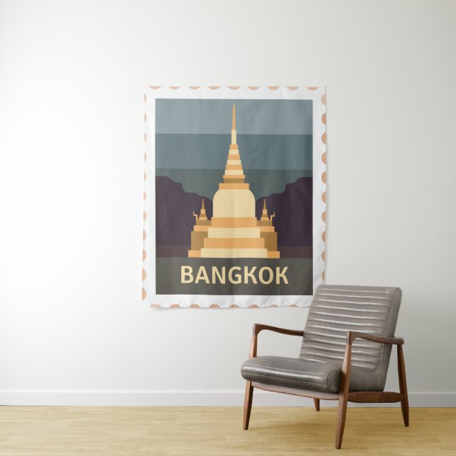 Travelling Stamp Sticker Tapestry (In Situ)