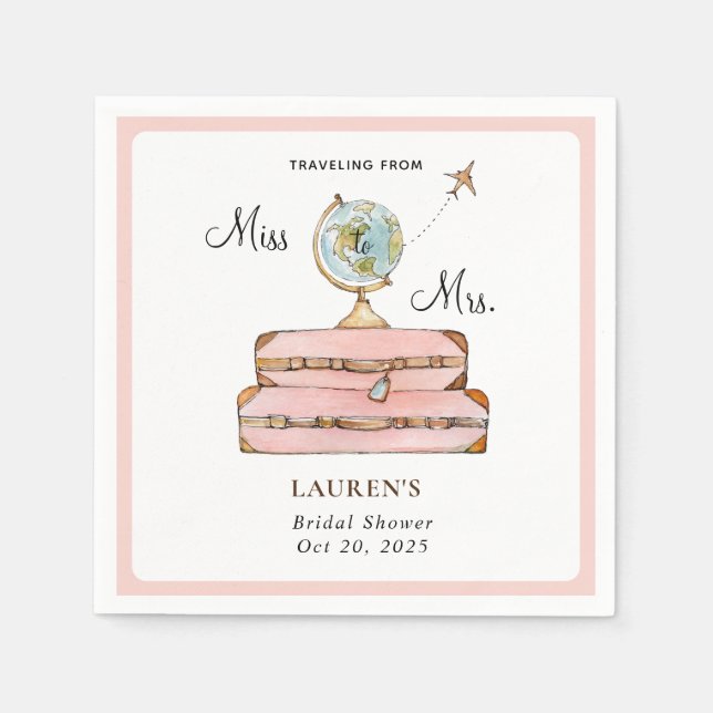 Travelling Suitcases Bridal shower  Napkin (Front)