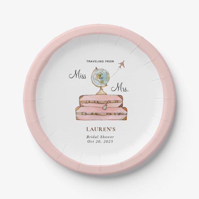 Travelling Suitcases Bridal shower  Paper Plate (Front)