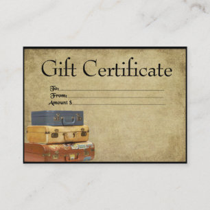 Travelling Suitcases- Prim Gift Certificate Cards