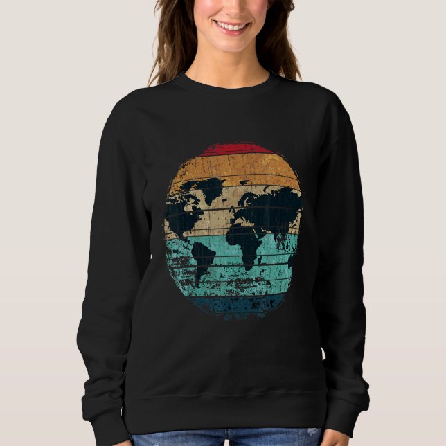 Travelling Traveller Countries Cartography Retro W Sweatshirt (Front)