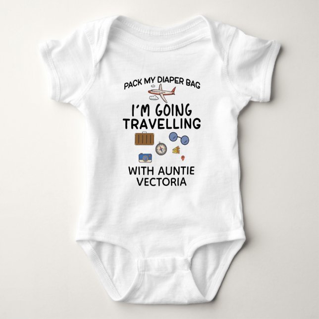 Travelling With Auntie | World Cute Traveller Baby Bodysuit (Front)