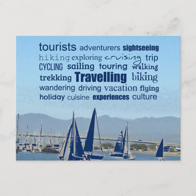 Travelling Word Collage Postcard (Front)