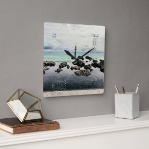 travelog_3 square wall clock