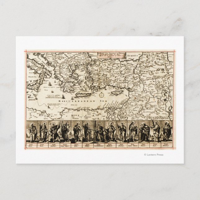 Travels of the Apostle PaulPanoramic Map Postcard (Front)
